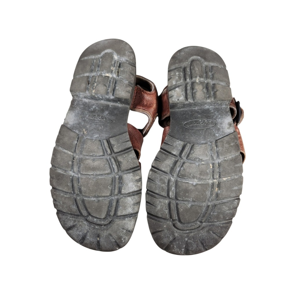 Vintage 90s Mens Brown Leather Fisherman Sandals Gorpcore Dad Shoes Grunge 10 - Picture 10 of 15
